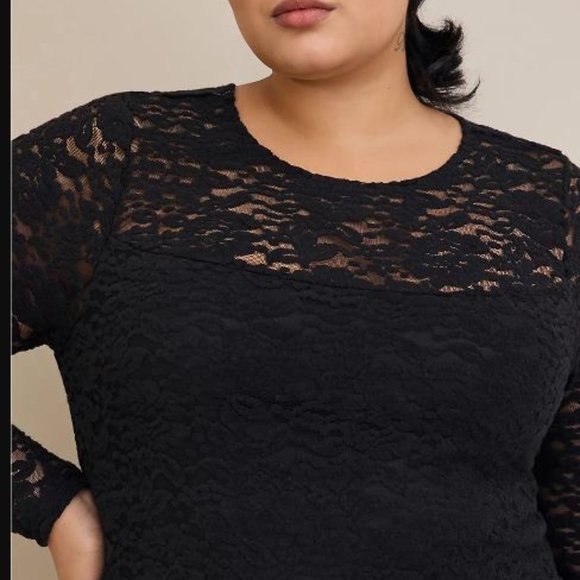 Torrid Plus Size Black Lace Bodycon Dress - Picture 3 of 7